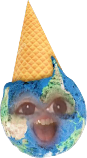 blue ice cream with Jessica's face