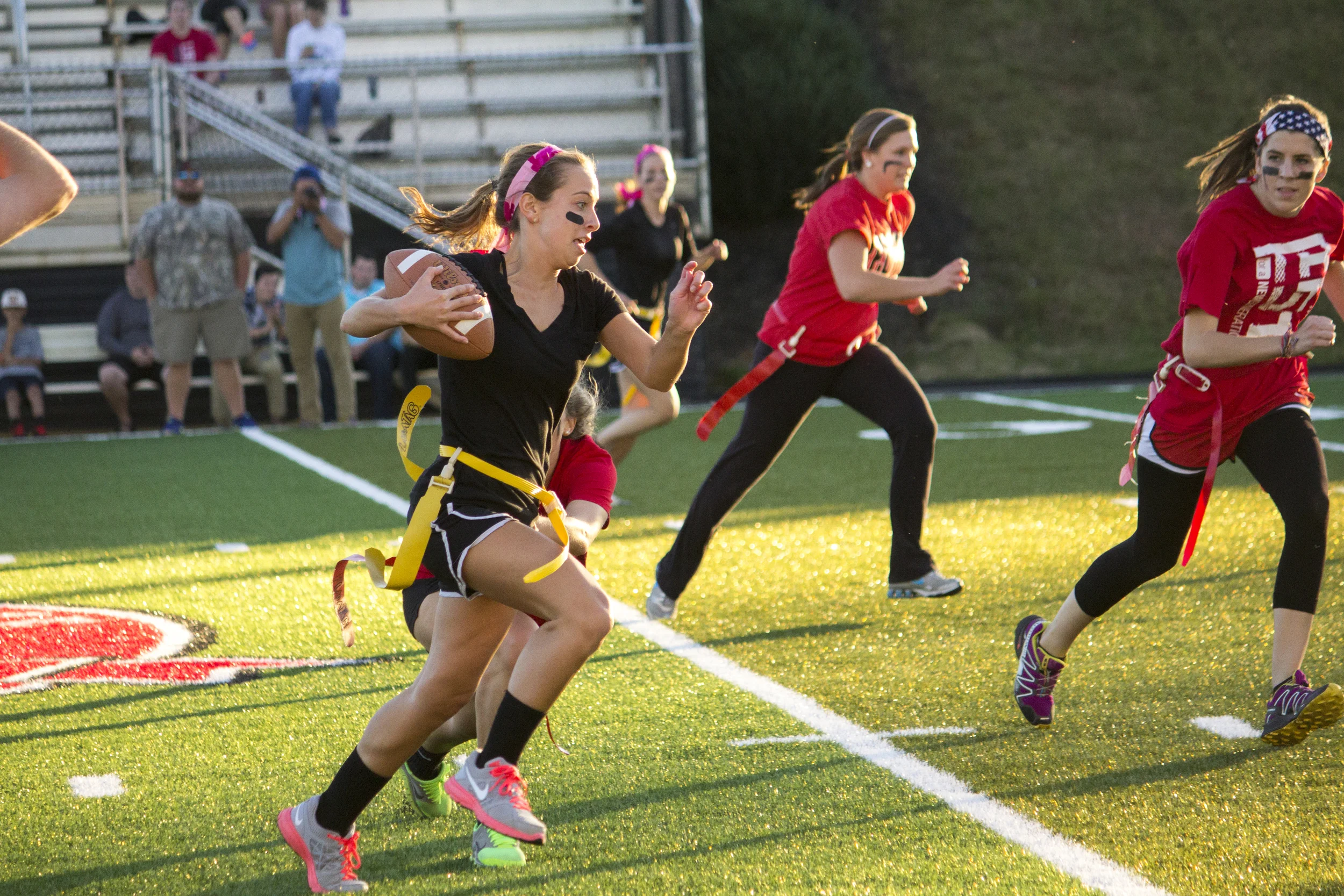 Junior Kacey Beck sprints downfield to score a touchdown.
