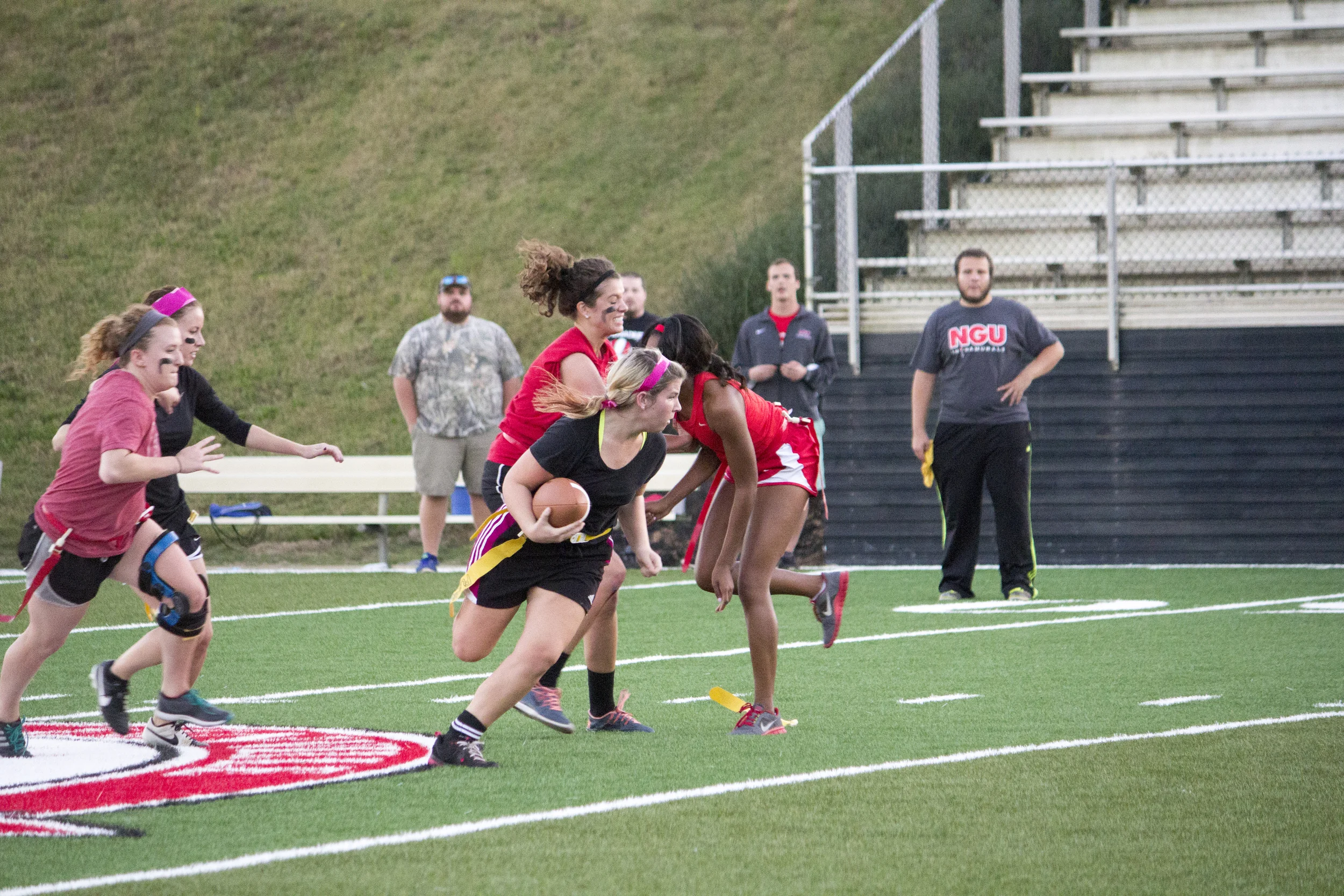 Junior Alexandria Cloer tries to sneak past her rival senior players. 