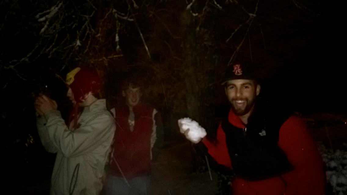 Late-night snowball fight! (Frank Gossett) Photo: Victoria McNorrill