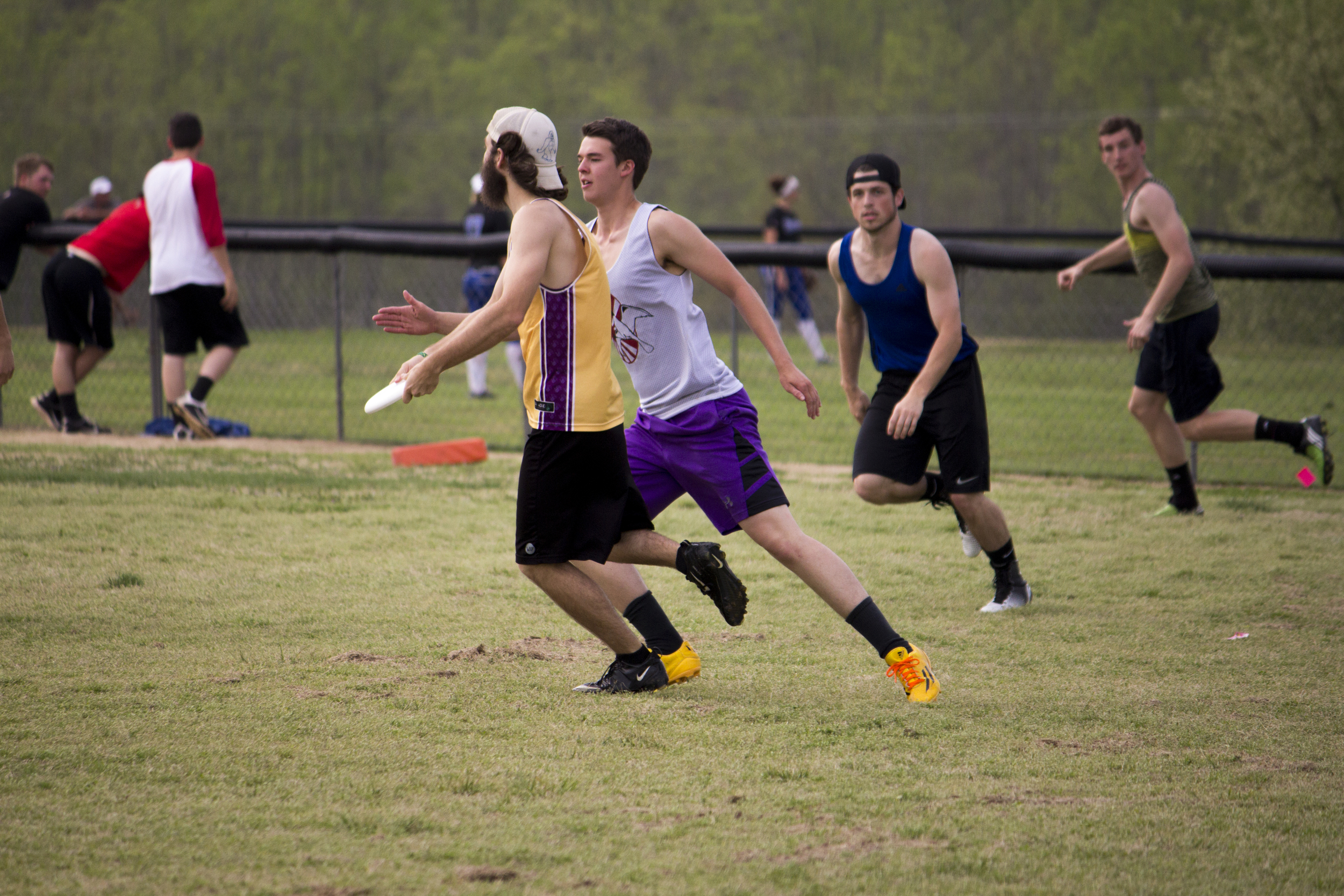 Senior Eric Payne looks downfield to pass to one of his members.