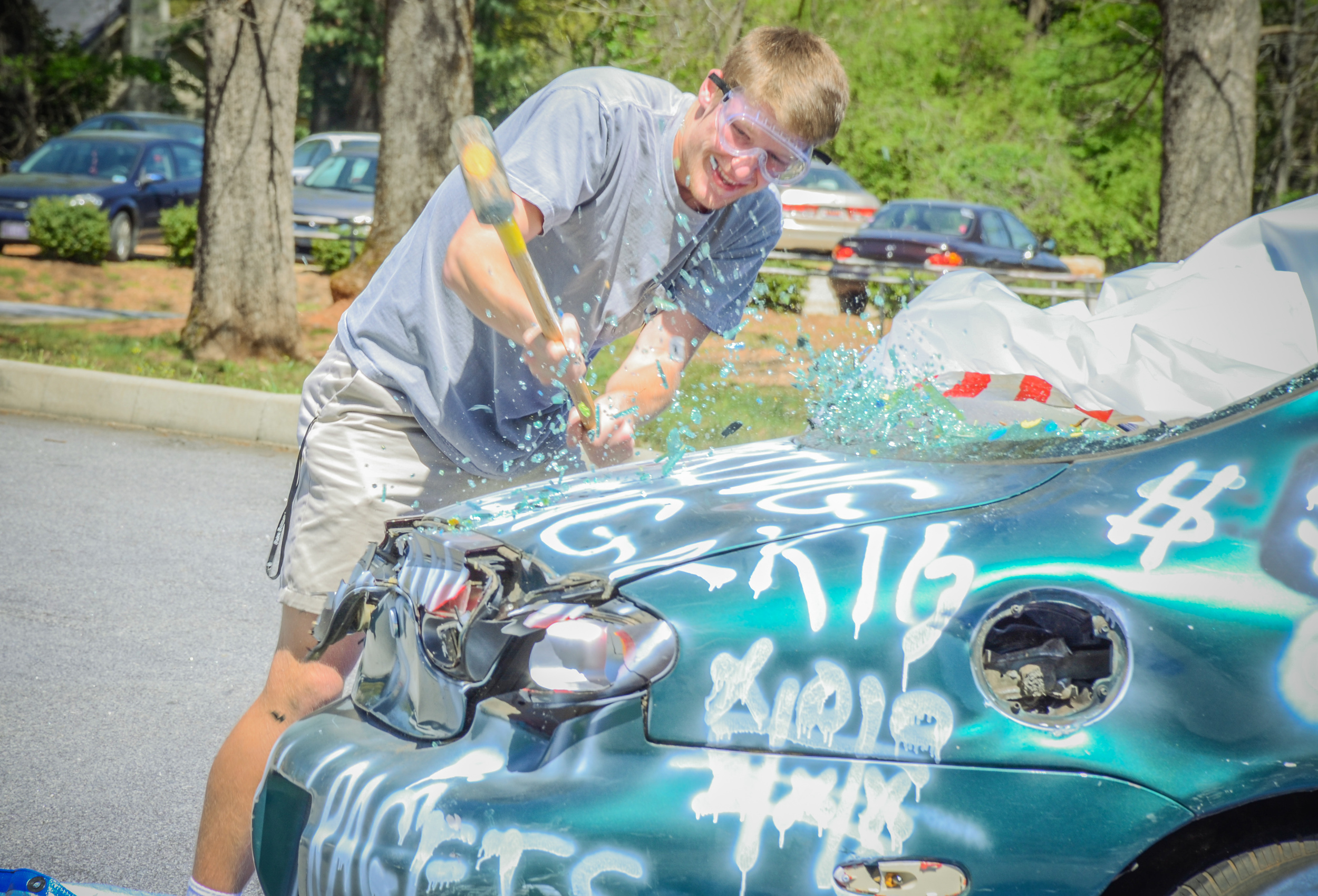 Hunter Crandall doesn't let up when he has a sledge hammer in his hand. 