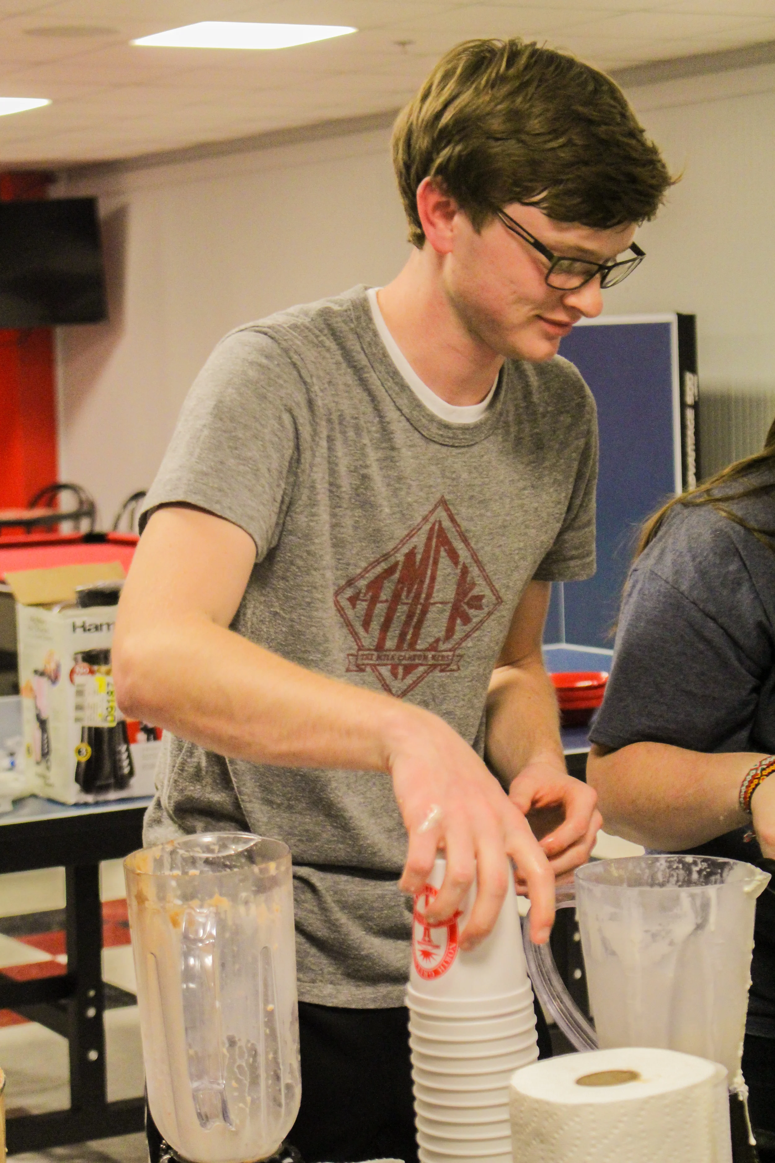 Hudson Tankersley makes milkshakes on karaoke night. 