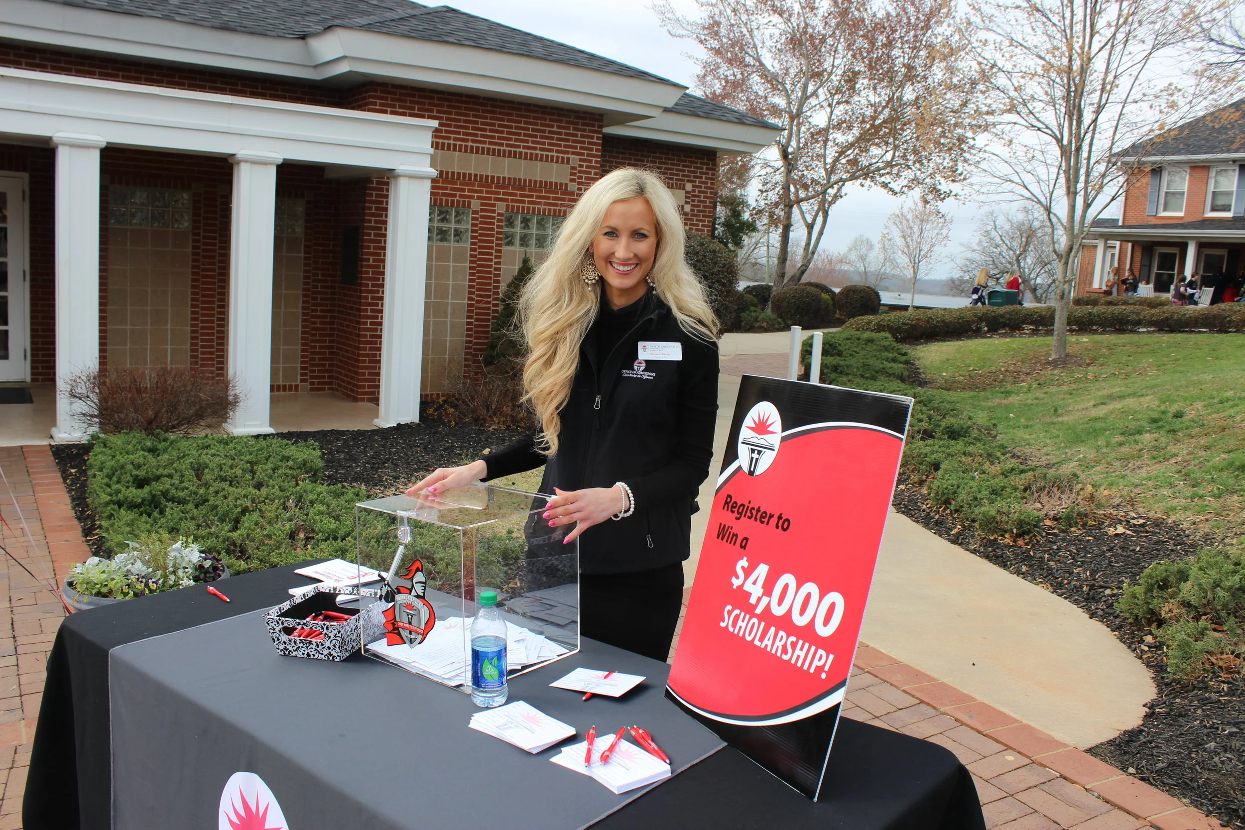 What better way to get the interest of students than with a $4,000 scholarship and the smiling face of Elizabeth Whitley?