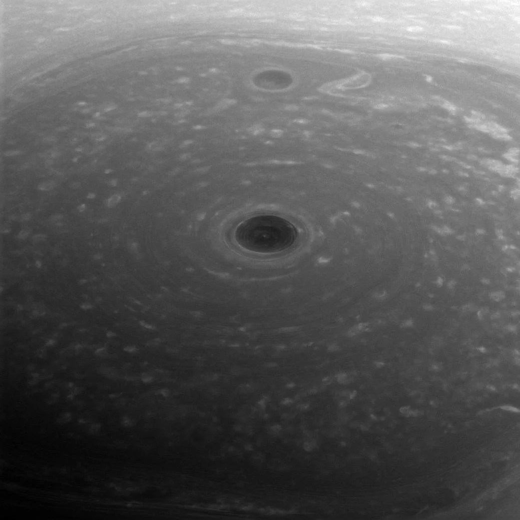 3. “Top of the World” In this picture clouds swirl over Saturn’s North Pole.