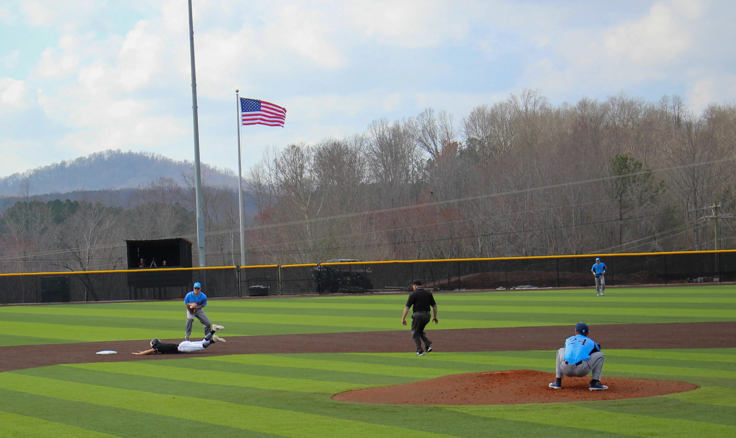 Connor Grant (6) successfully steals second base.