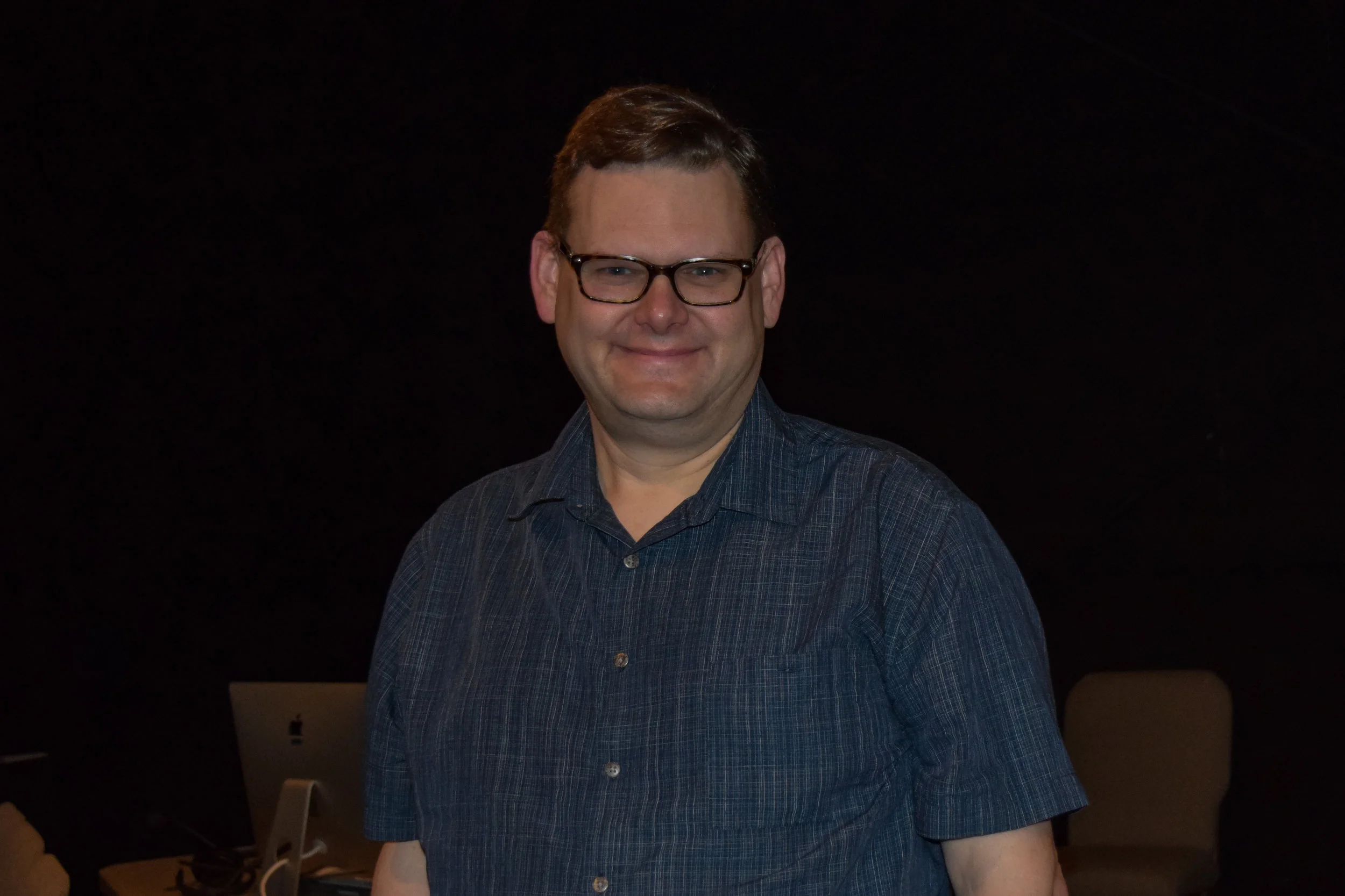 This is Jamison Rhoads. He works with the theatre department. Rhoads got his Bachelor’s Degree in Theatre Performance at Temple University in Philadelphia. He then got his Master’s Degree in Theatrical design .