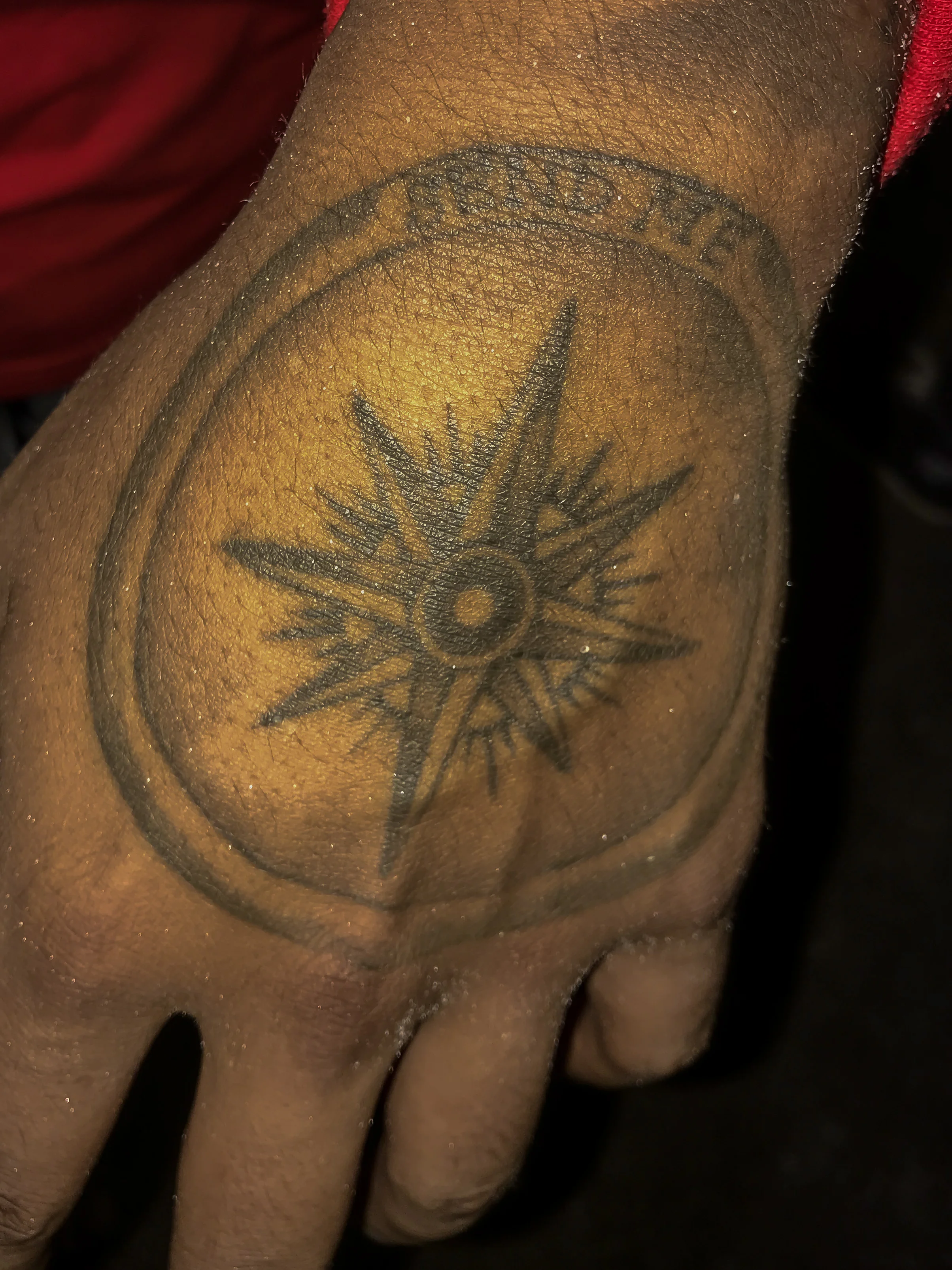 This is one of Lee Palacios’ tattoos. Palacios got this tattoo on his second mission trip while in Cuba. The top of the compass says “Send Me” to represent the calling he feels God has placed in Palacios’ life.