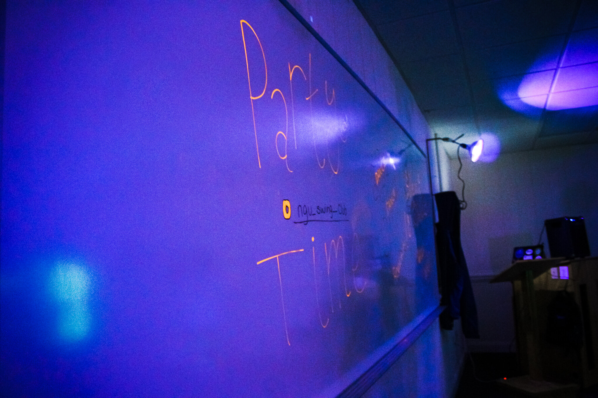 NGU’s social media promoted on the dry-erase board.