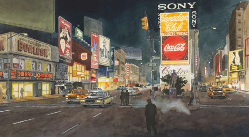 TIMES SQUARE, 1970‘s pp. 44,45 One Times Square (David R. Godine), watercolor 2011