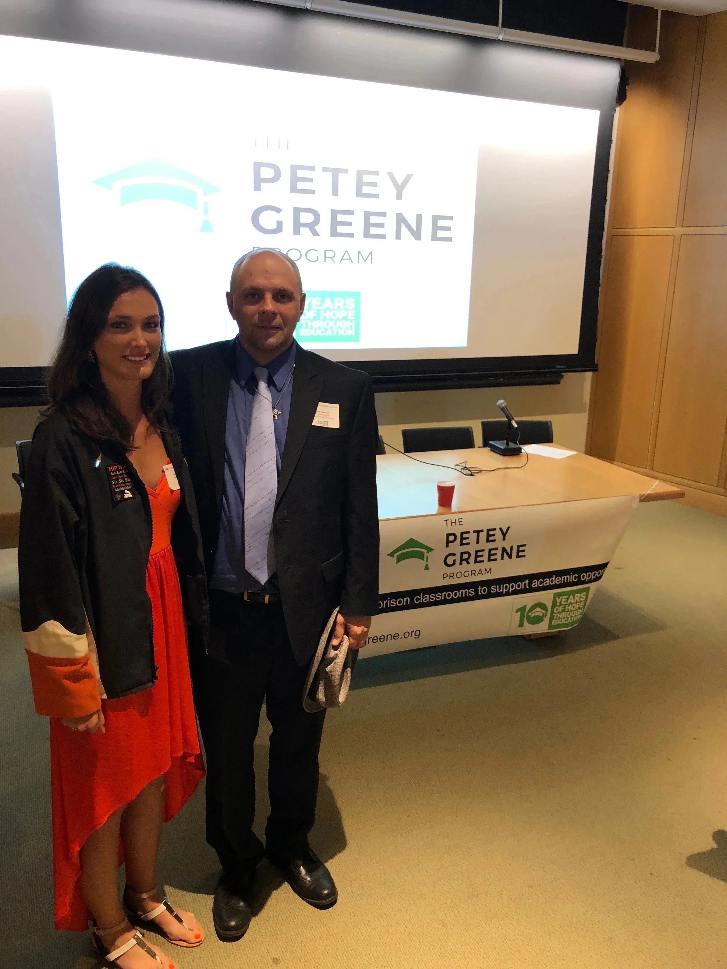 Julia Jacobson (tutor) and Erich Kussman (student) during Petey Greene's early pilot program.