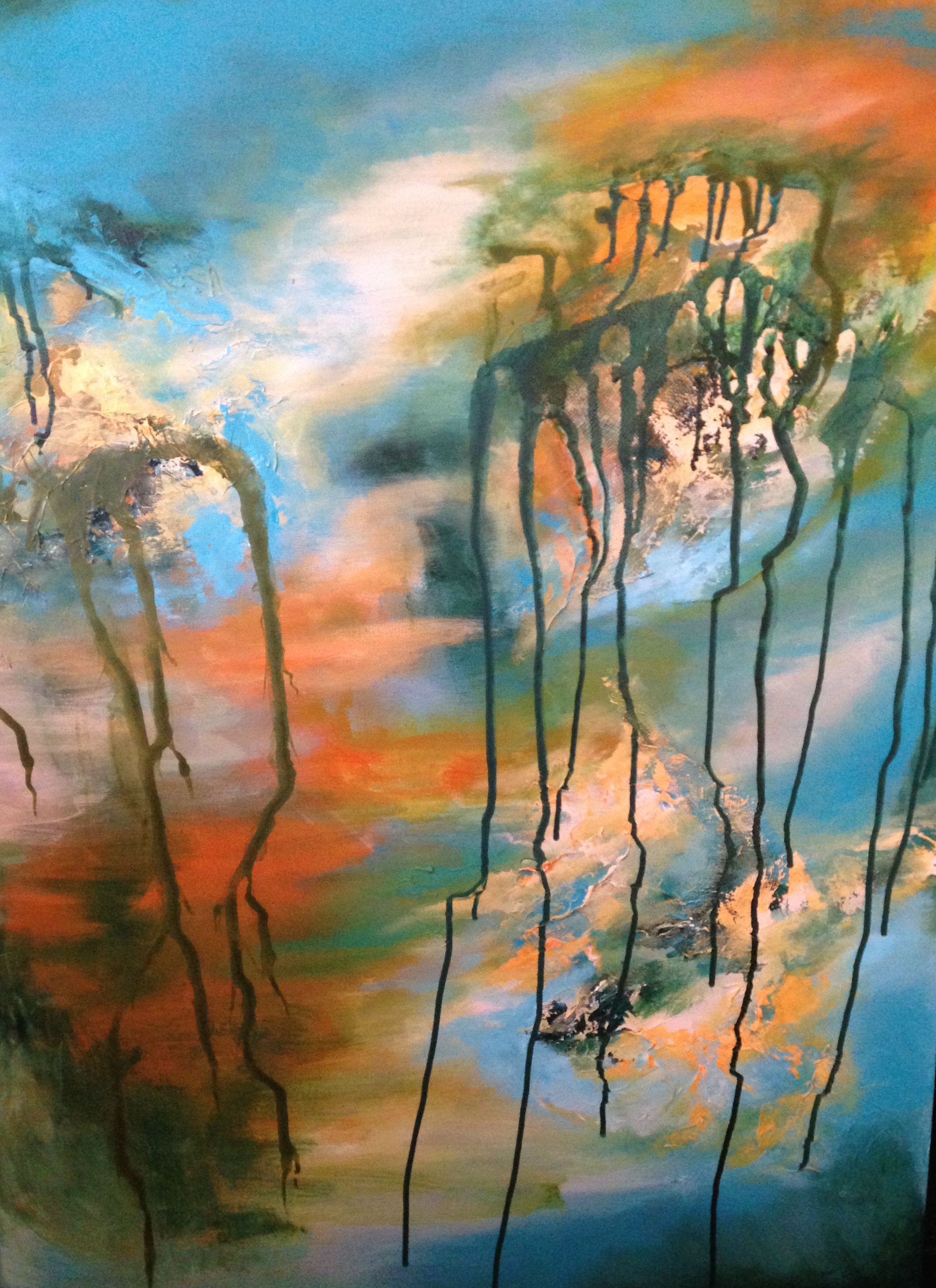 Koi Pond 30 x 40" acrylic on canvas