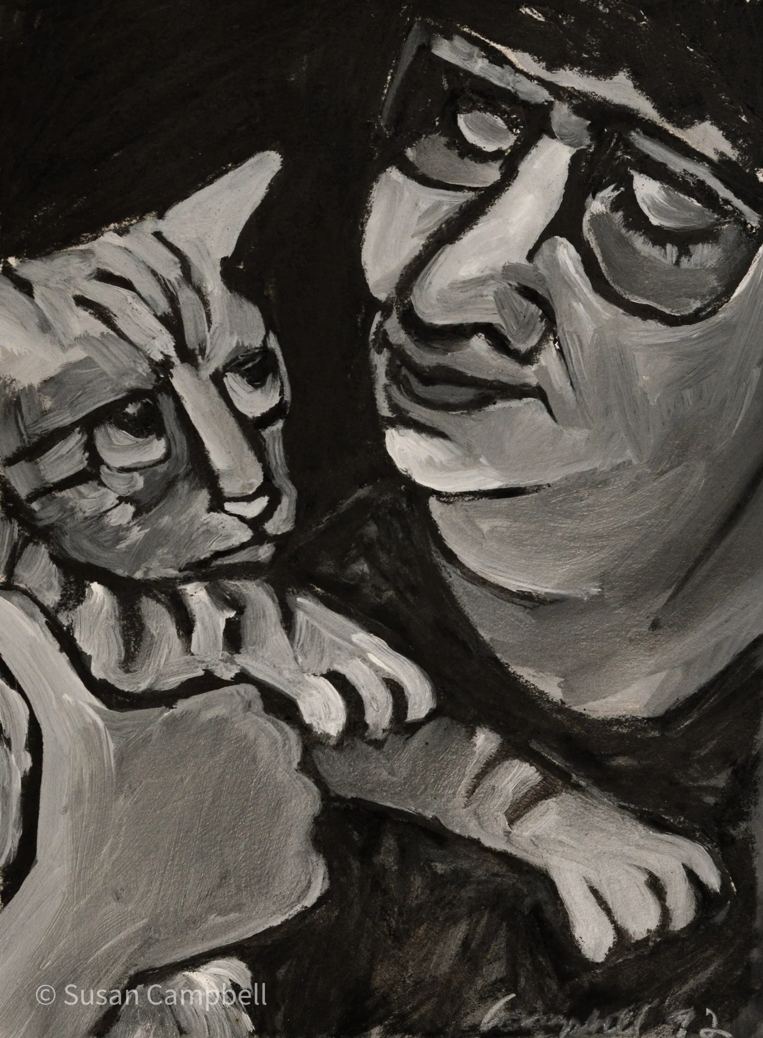 lady face, glasses, cat, looking at each other-11x8.jpg