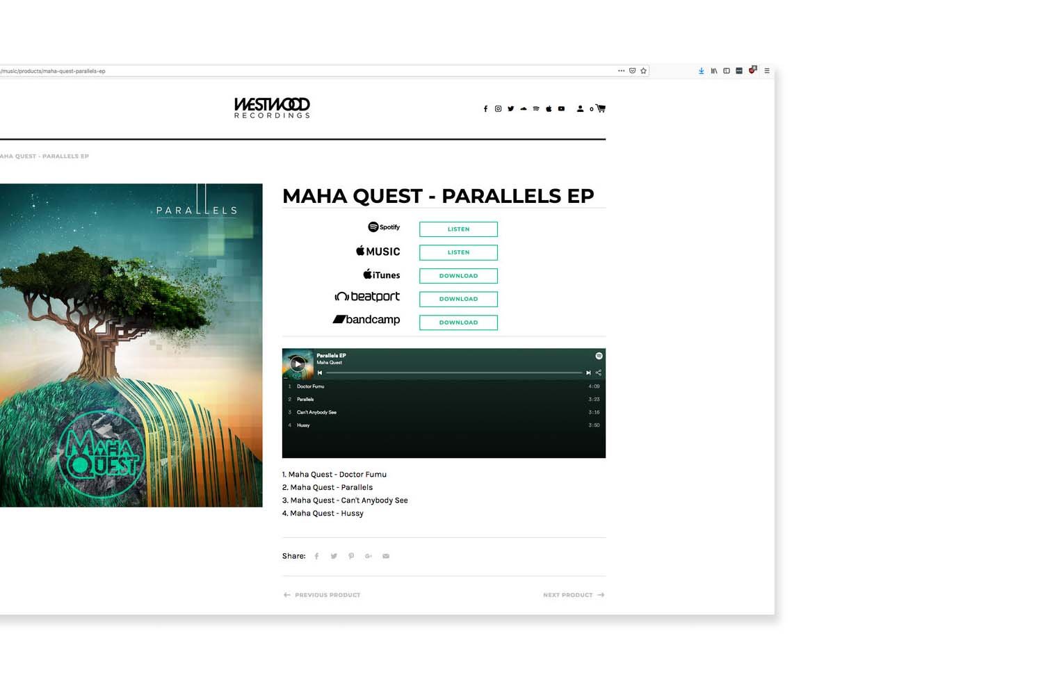 Maha Quest - Record Label Shop Page