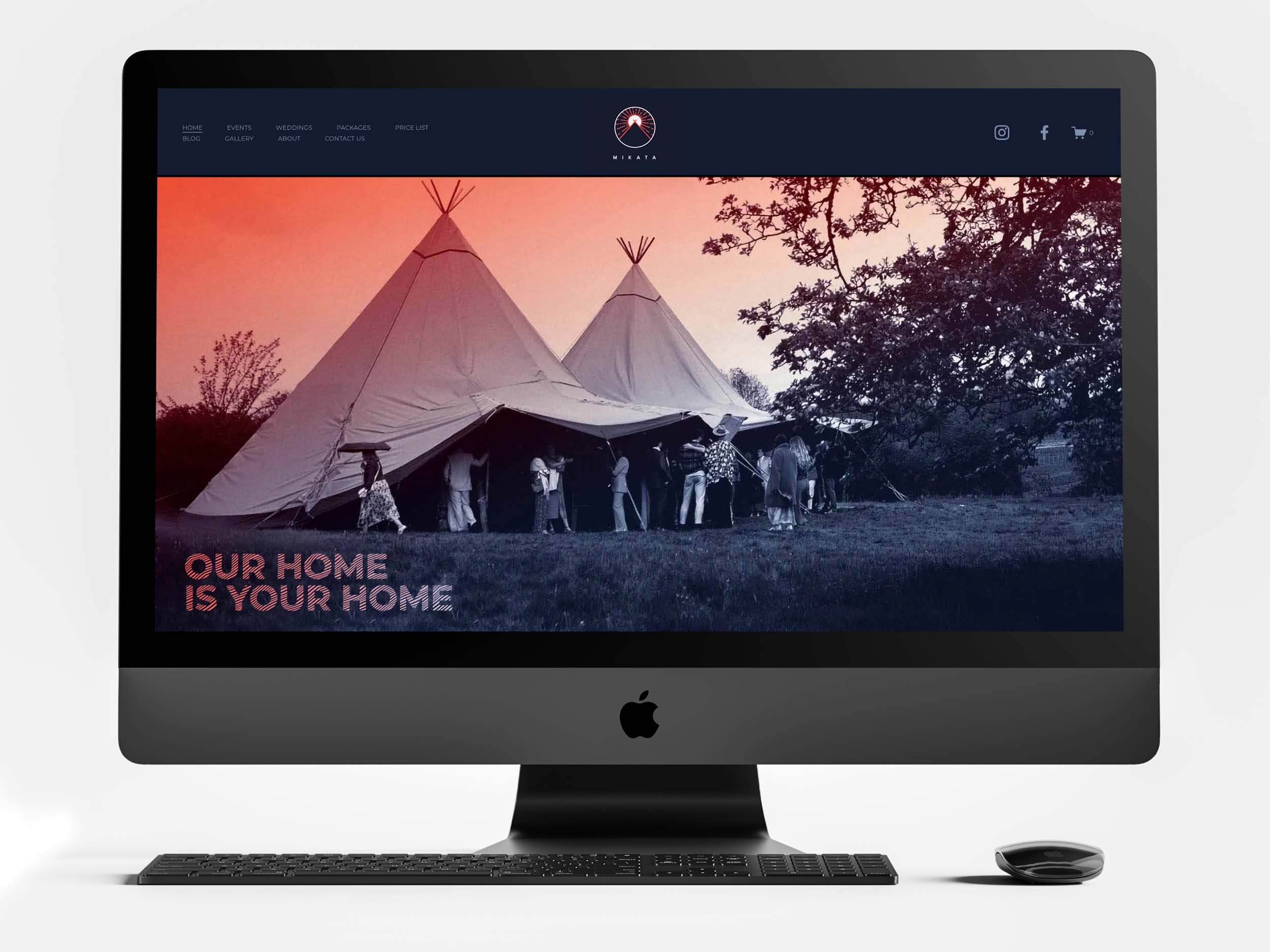 A ble on red coloured website homepage displayed on a Apple Mac Desktop computer