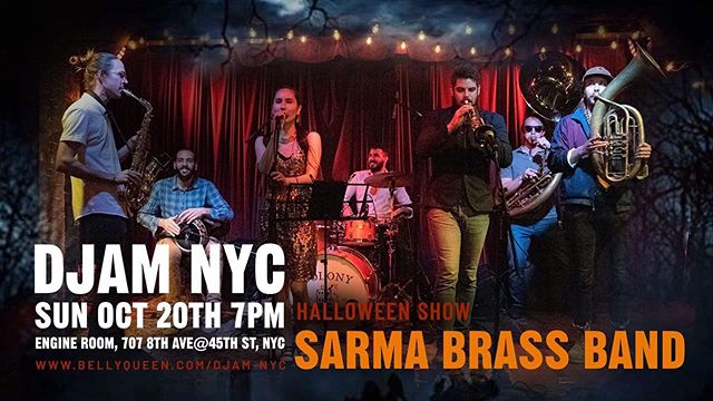 TONIGHT! We play at @engineroomny at 7:00 PM for DJAM NYC Halloween party! Come party and dance with us in your Halloween costume! #halloweenshow #earyhalloween #balkanbrass #bellydance #danceparty