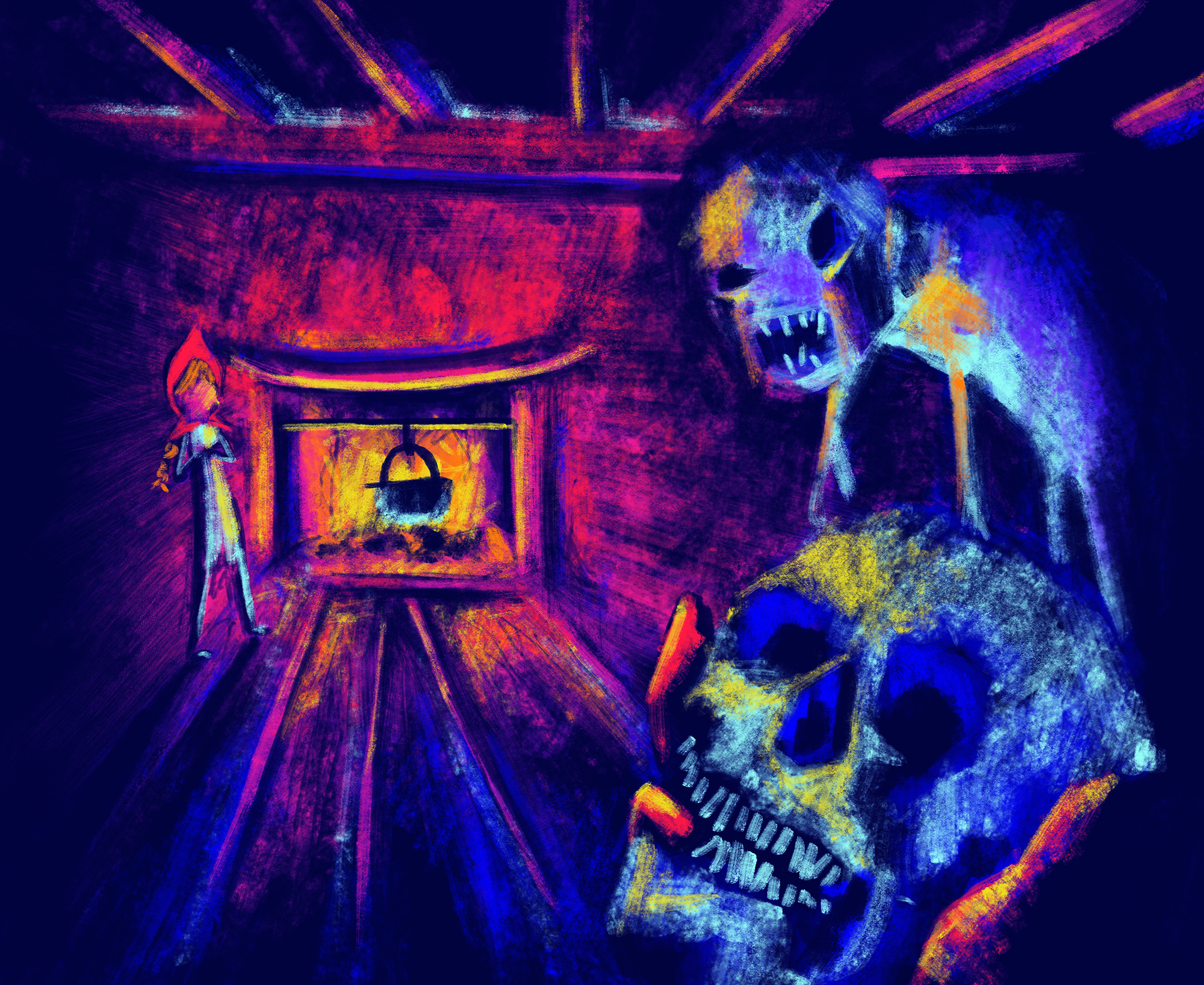 Rotkäppchen book illustrations for Grrrimm, 2018