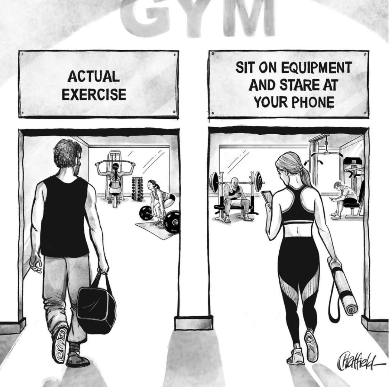 Gym Cartoon in August 6 & 13 issue of The New Yorker - New Yorker  Cartoonist Jason Chatfield