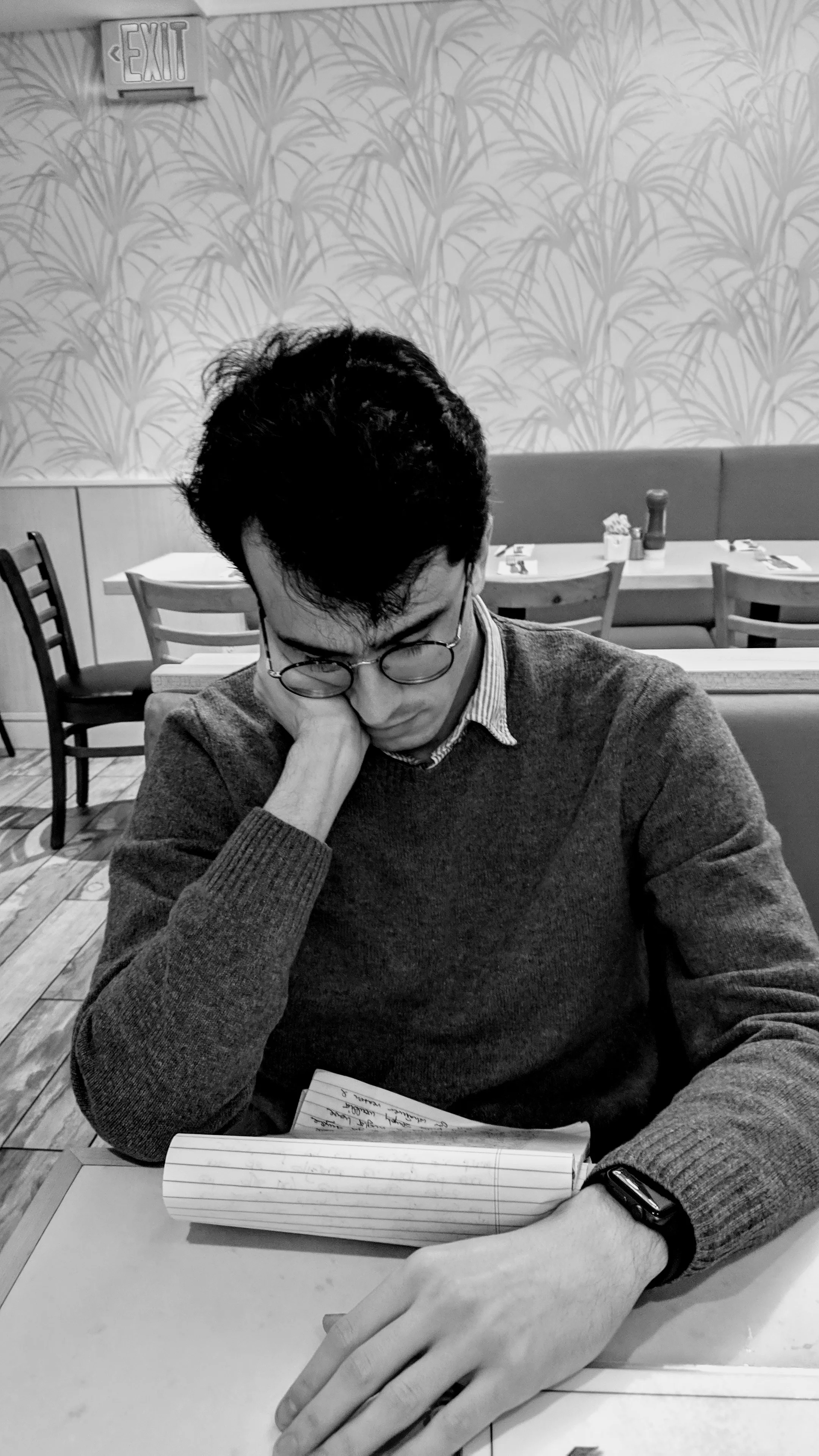Yes, Ethan always looks this enthralled when he’s writing jokes.