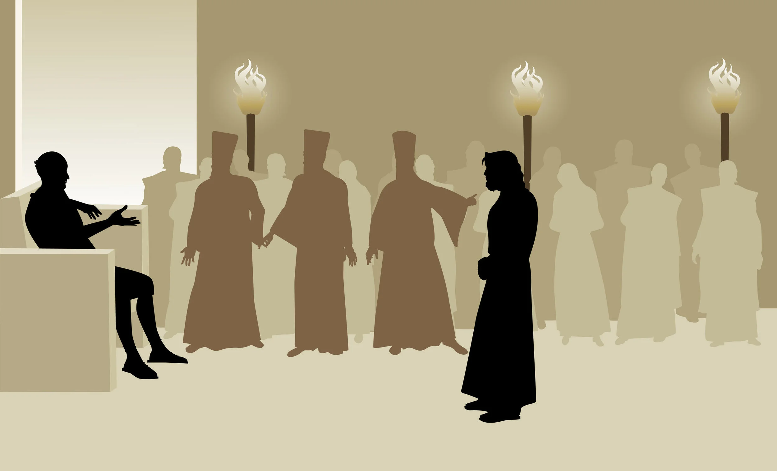 Jesus Faces Pontius Pilate accused by the Sanhedrin as they Standby.jpg