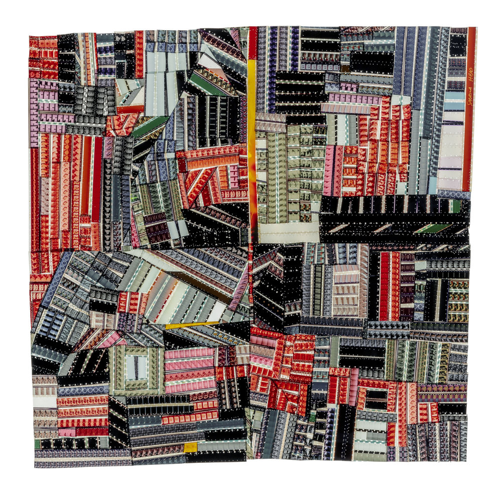 Sabrina Gschwandtner, Hands at Work Crazy Quilt (for Roderick Kiracofe) , 2017, 16 mm polyester film, polyester thread, Framed: 27 1/8” x 27 5/8” x 3”