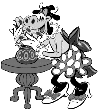 In more recent times Clarabelle has grown extra and unneccesary digits, at least on her forelegs, further proof of the depravations of our modern times. (All images stolen from the internet).