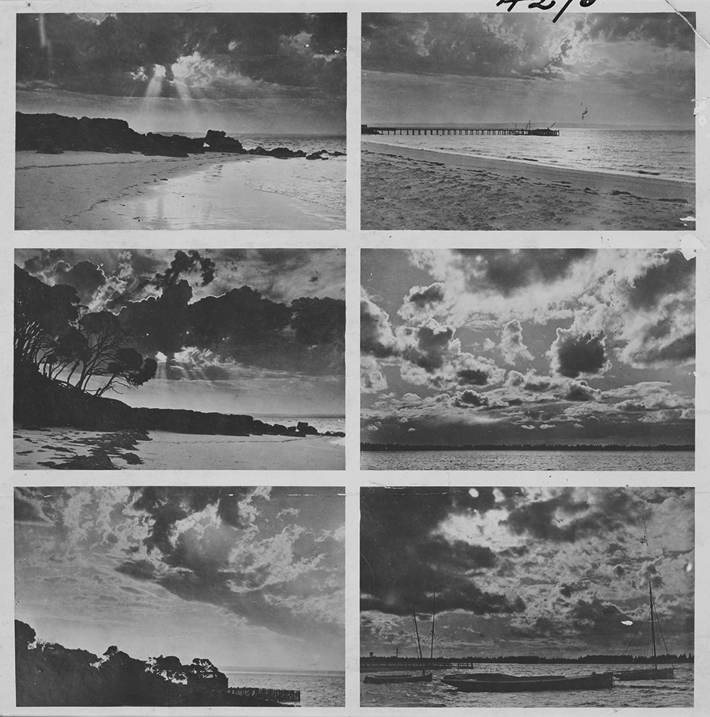 Cloud studies, William Henry Thacker, 1905. Gelatin silver print. Source: The State Library of Victoria, Victorian Patents Office Copyright Collection (H96.160/1294). Note absence of rain, despite presence of sun and clouds.