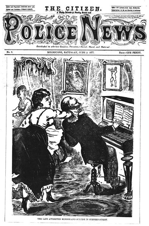 Early adopters of the "Repeat and Fade" technique were met with harsh criticism. Wood engraving, State Library of Victoria, accession no. PN09/06/77/00. Available at http://handle.slv.vic.gov.au/10381/259013.