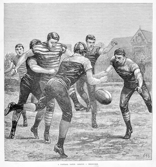 BALLLLLL (Wood engraving by George Rossi Ashton, published 18 June 1881 in The Australasian Sketcher . State Library of Victoria, A/S18/06/81/193).