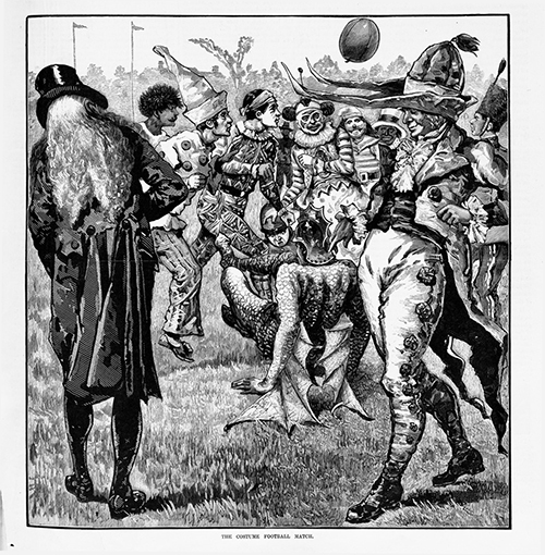 BALLLLLL wait wtf (wood engraving, published 10 September 1881 in The Australasian Sketcher . Members of the theatrical profession in Melbourne taking part in a charity match on behalf of the family of the late Marcus Clarke; held on the East Melbourne Cricket Club ground; opera house employees against the remaining theatres; all the players are in theatrical costumes. State Library of Victoria, A/S10/09/81/289).