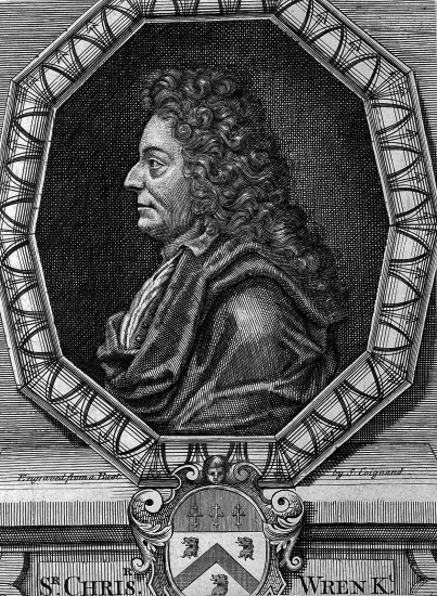 The villainous villain himself. Sir Christopher Wren, engraving by S Coignard, 1750, after M Rysbrack. Wellcome Library, London, image no. L0008200, Library reference ICV No 6874.