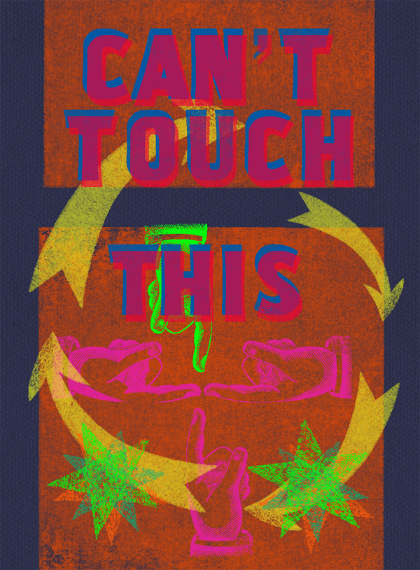 Ampersand Duck , can't touch this , 2015. Virtual letterpress, dimensions variable. Created with LetterMpress® iPad app .