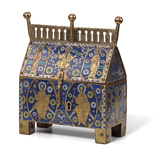 Figure 1: France, Limoges. Reliquary casket , c1200. Enamel ( champlevé ) on copper, gilt-copper, wood. National Gallery of Victoria, Melbourne. Felton Bequest, 1936, catalogue number 3650-D3. The casket measures 24.2 (h) × 22.3 (w) × 11.3 (d) cm. Image kindly provided by the National Gallery of Victoria.