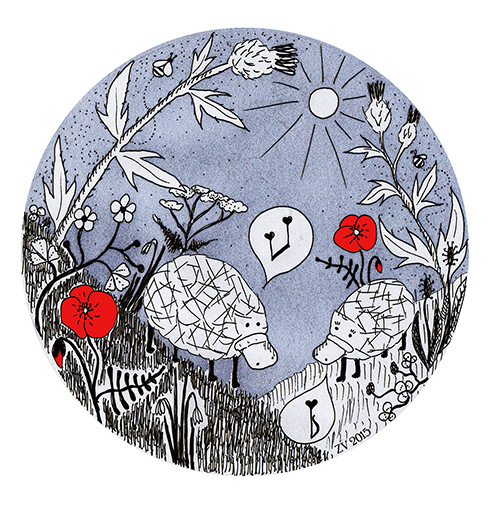 Haggis—I drew these for Morshead, who doesn’t believe me (or Kellas). I saw these in the Scottish highlands; they are round and furry, about the size of a grouse, with a duck-like bill, and a low, beautiful call, like a flute or whistle.