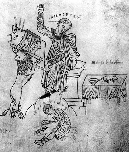 Being a writer has always been tough. Here an apprentice (Everwinus) sits practicing decorative patterns while his master Hildebertus turns from his desk to curse a mouse stealing with his lunch. Augustine, De Civitate Dei. First half of the 12th c. Prague, The Metropolitan Chapter Library. Ms. A XXI/1. f. 153v.