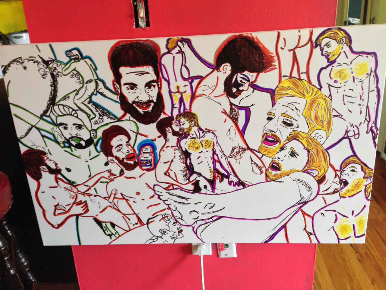 I just wanna… Detroit MI, 2014 50″ x 40″ Canvas Materials: Sharpie