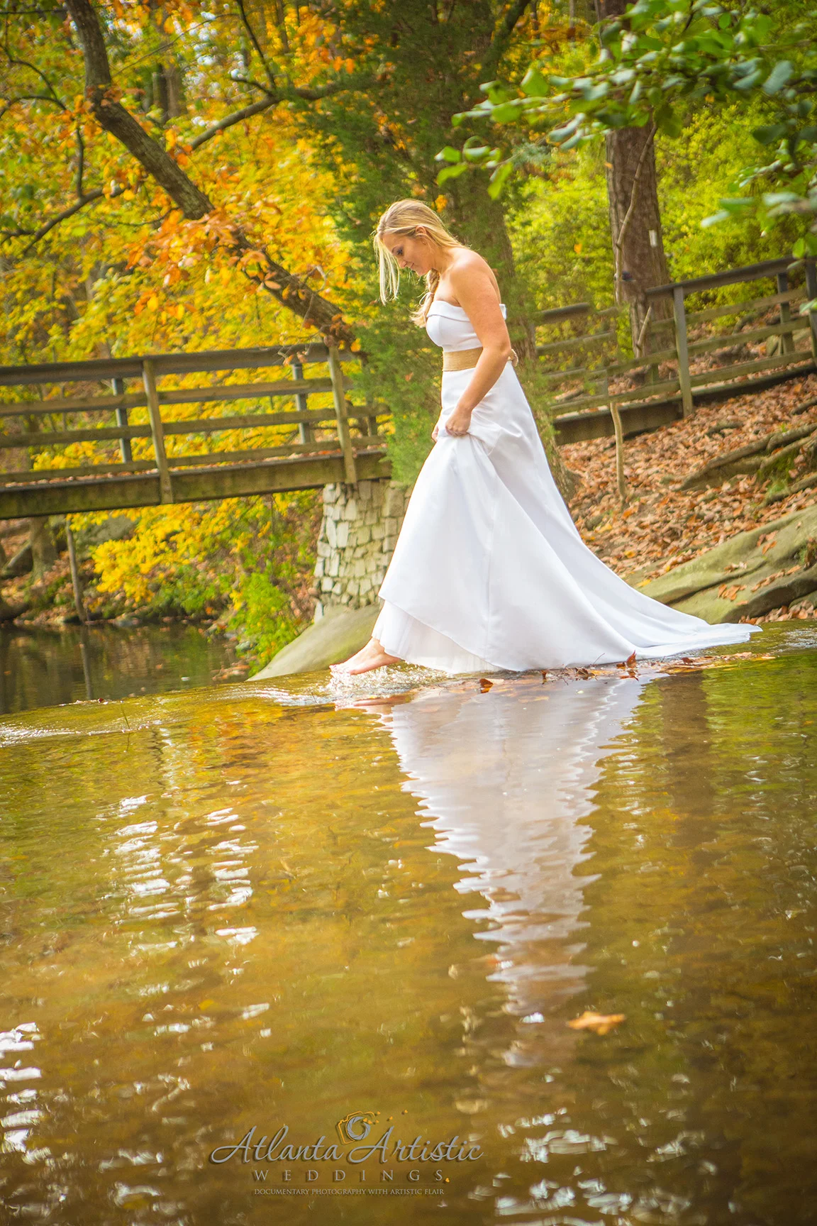 Fall Colors, Natural Lighting, Great Bride! makes for Fun Trash the Dress Shoot!