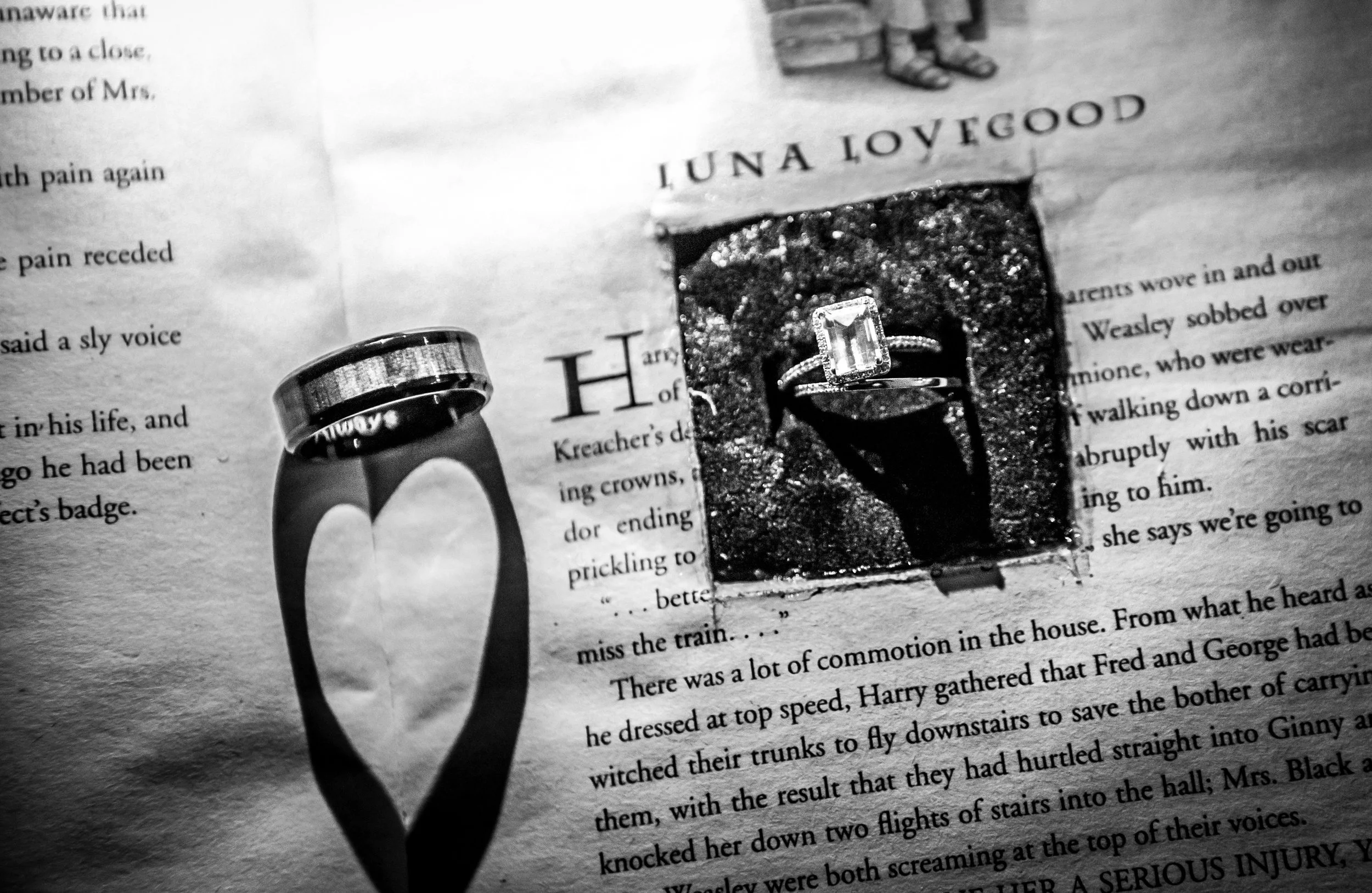 Detail of Harry Potter wedding rings by the Atlanta Wedding Photographers at AtlantaArtisticWeddings