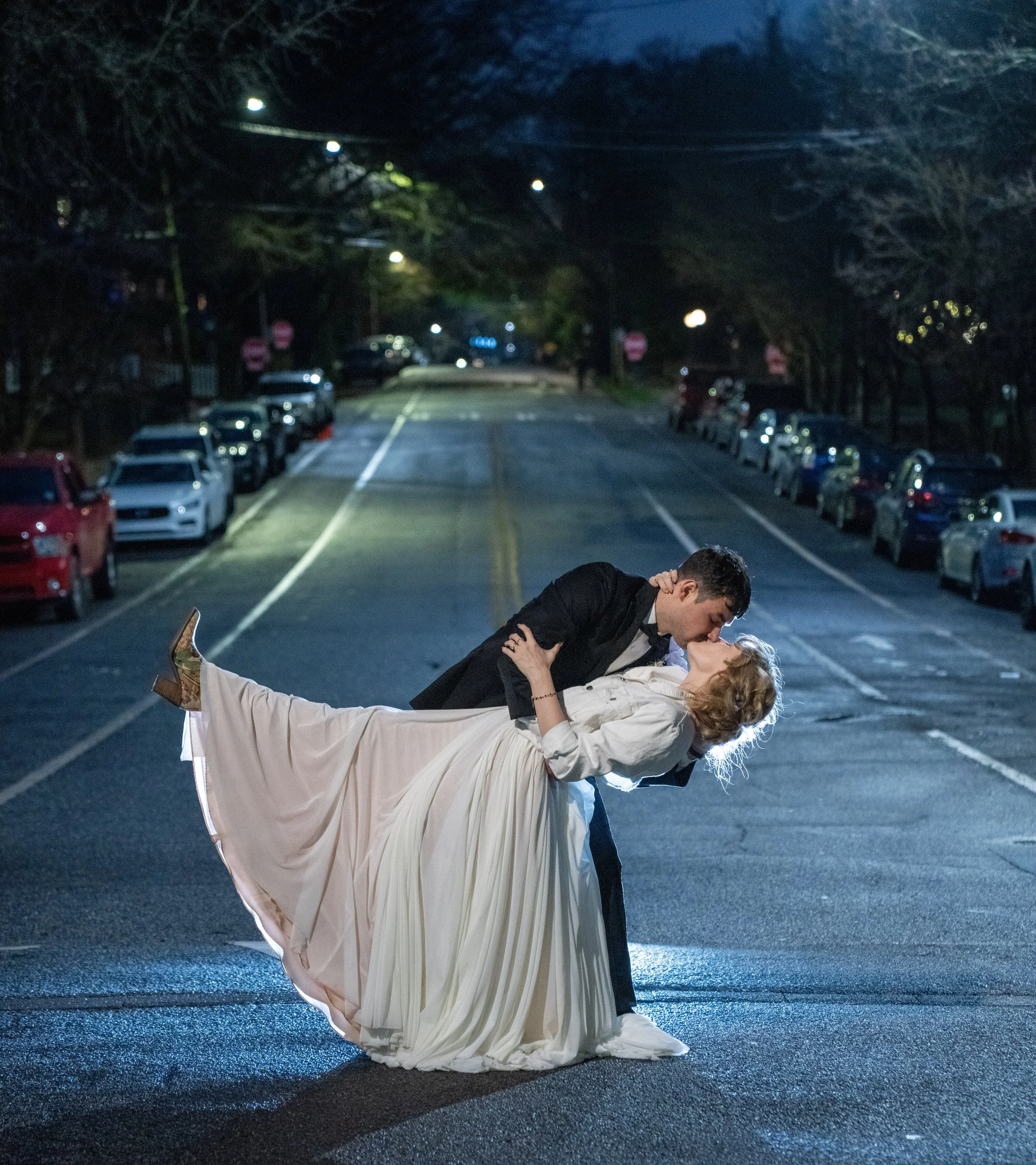 Atlanta Wedding Photographer shoot bride and groom with Street Photography at the Trolley Barn