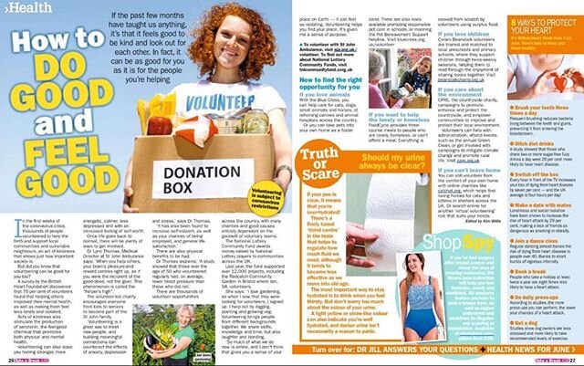 Do good, feel good! What a beautifully win win situ. 
Out now in Take a Break monthly special.
Thanks to all the brilliant charities who helped this one come together. @stjohn_ambulance
@tnlcommunityfund @foodcyclehq @cpre @catchatcharity #volunteer 