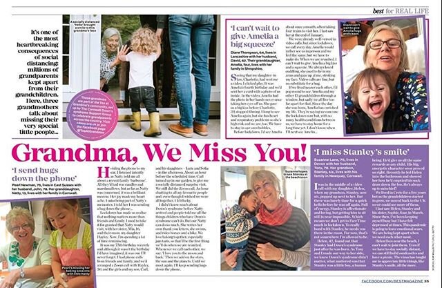 My favourite story this week! Huge thanks to Suzanne, Diane and Pearl for sharing the love you have for your grandchildren with us. May we all be reunited for hugs soon. Out now in the brilliant @bestmagofficial 
#shareyourstory #lockdown #feelgood #