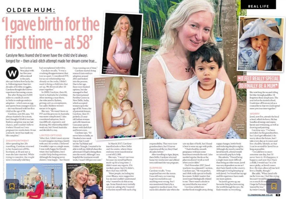 I gave birth for the first time at 58