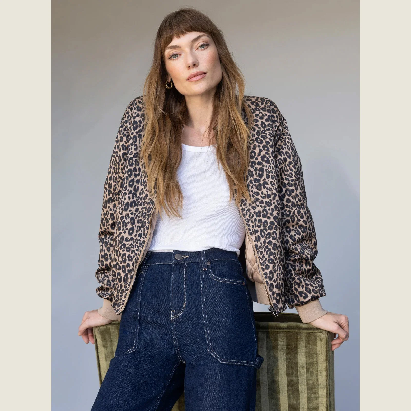 The monroe sateen bomber jacket in french kitty print by Sanctuary Clothing