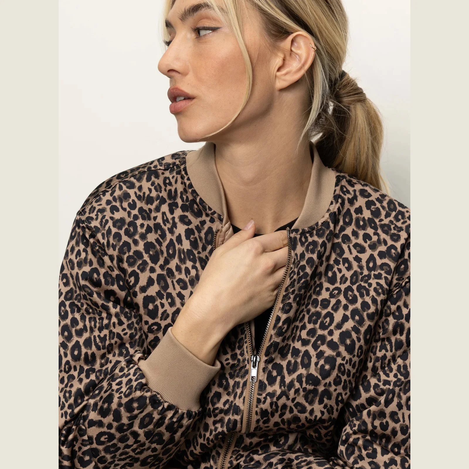 The monroe sateen bomber jacket in french kitty print by Sanctuary Clothing