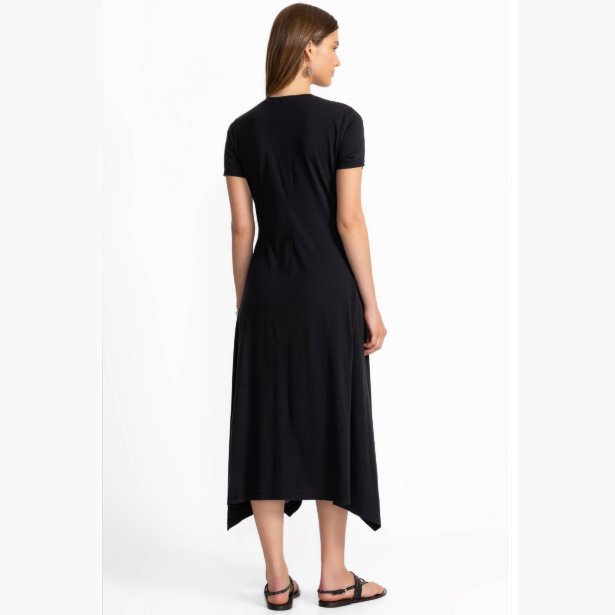 Johnny Was handkerchief hem knit dress-karime in black