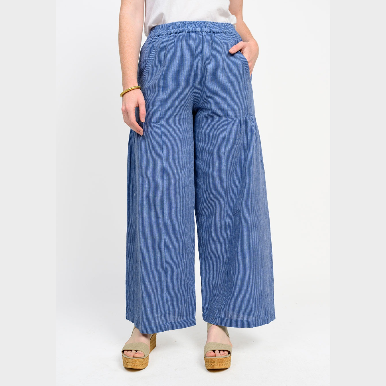 Ivy Jane - wide leg stripe pant - blue
