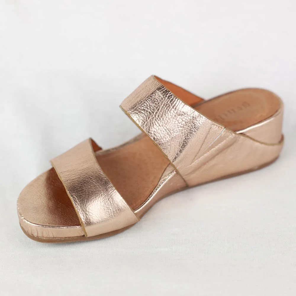 Gentle Souls Gisele Two Strap Wedge Sandal-Rose Gold — Centro Shoes, Inc.