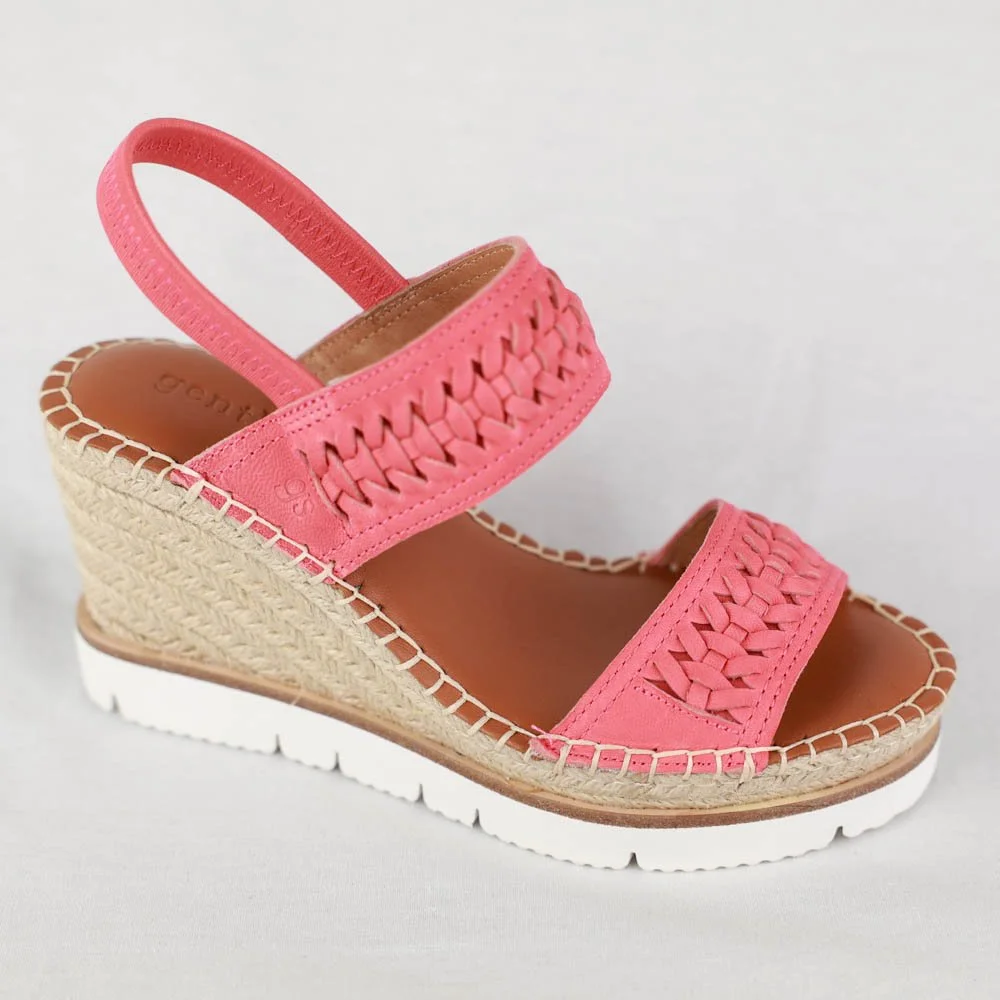 coral wedge shoes