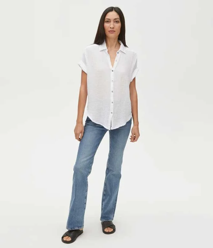 Michael Stars bailey gauze buttondown shirt white — Centro Shoes, Inc.