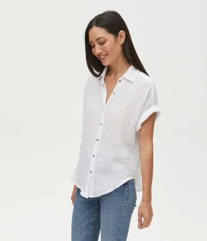 Michael Stars bailey gauze buttondown shirt white — Centro Shoes, Inc.